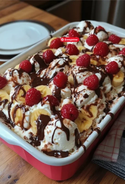 Banana Split Ice Cream Poke Cake