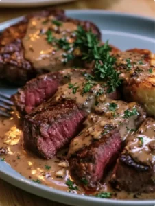 Juicy Steak with Creamy Garlic Sauce