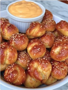Soft Pretzel Bites with Cheese Dip
