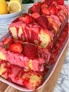 Strawberry Lemonade Marble Loaf Cake