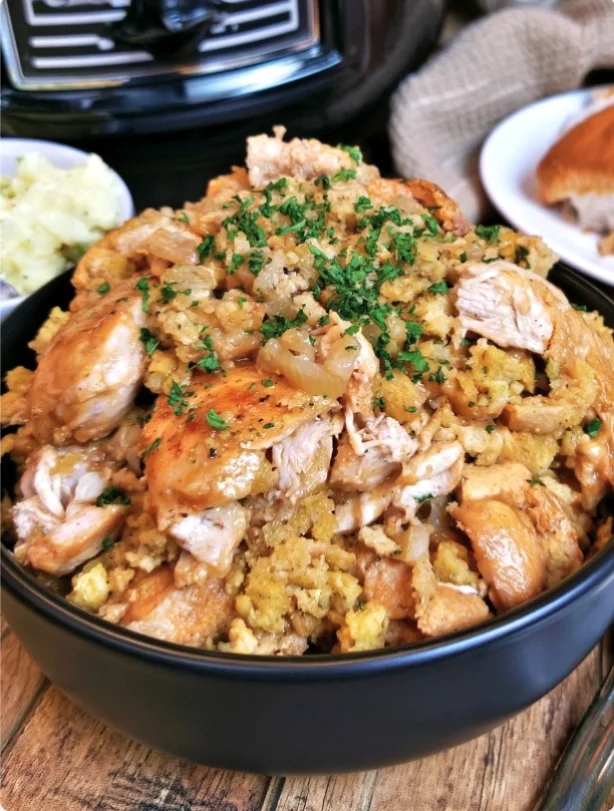 3-Ingredient Slow Cooker Chicken & Stuffing