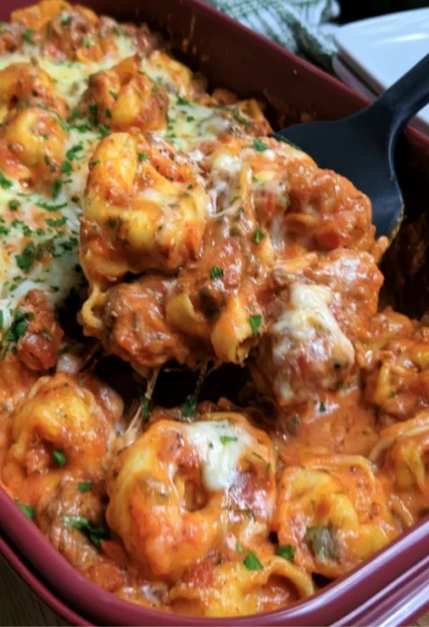 Beef and Cheese Tortellini Bake