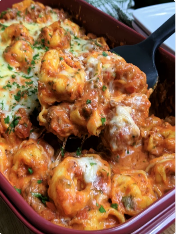 Beef and Cheese Tortellini Bake