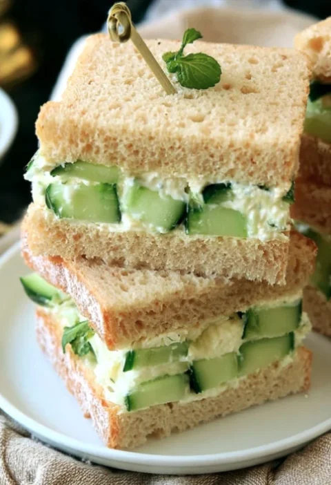 english tea cucumber and cream cheese sandwiches 2