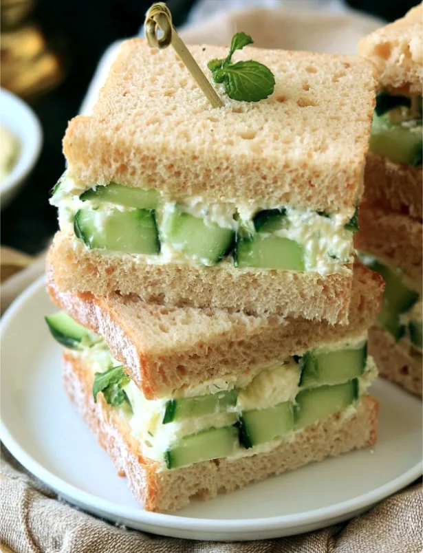 English Tea Cucumber and Cream Cheese Sandwiches
