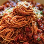 Garlic Butter Beef Spaghetti in Cheddar Cream Sauce