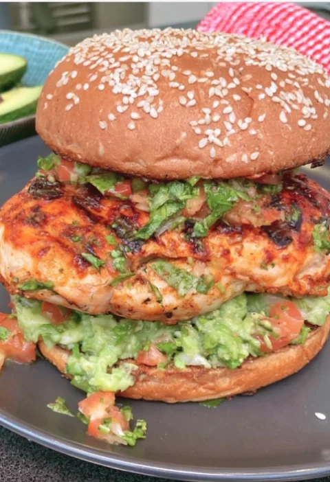 Grilled Chicken Burger with Avocado Salsa