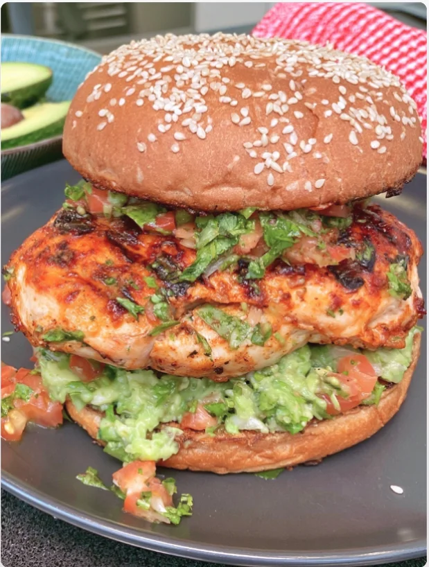 Grilled Chicken Burger with Avocado Salsa