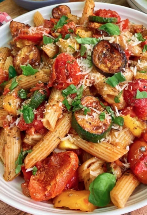 Roasted Vegetable Pasta with Parmesan
