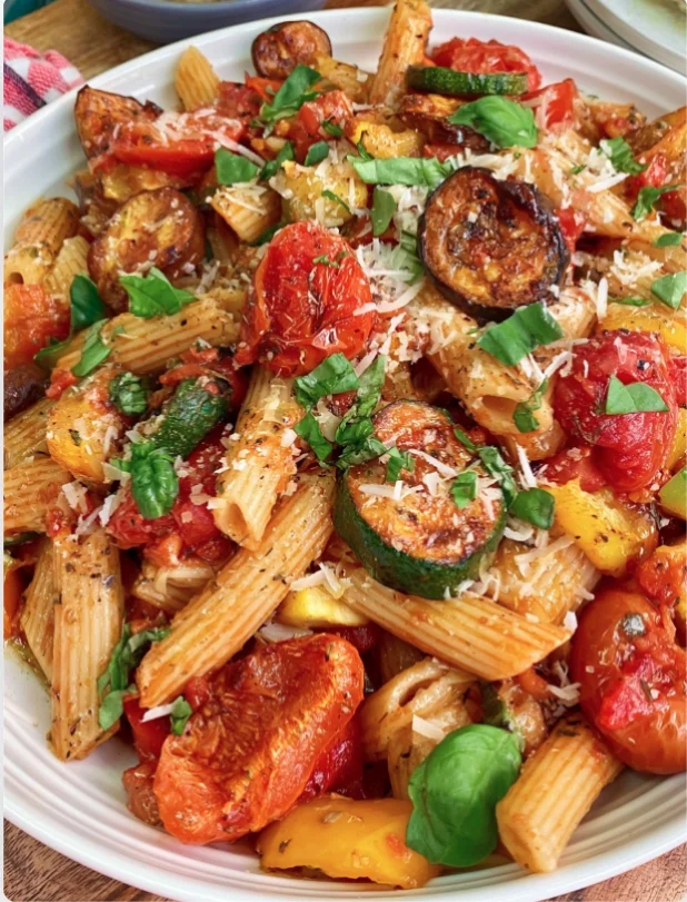 Roasted Vegetable Pasta with Parmesan
