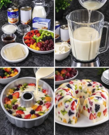 Creamy Fruit Gelatin Mold
